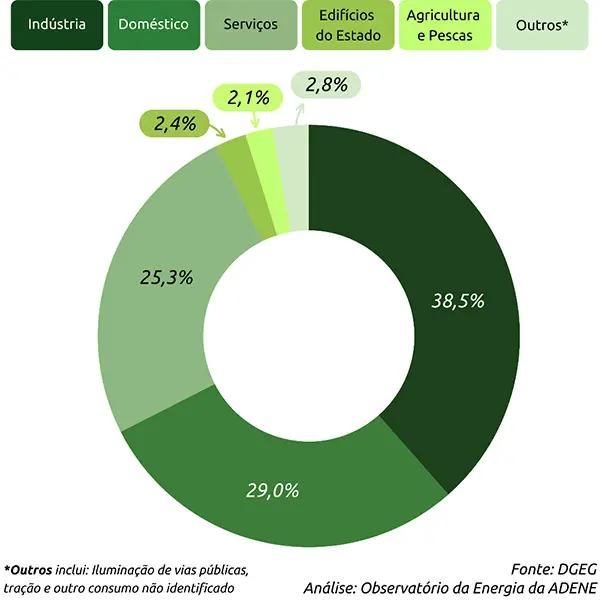Consumo de eletricidade no consumo final de energia por setor, em 2023.