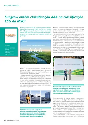 Artigo sobre Sungrow obtém classificação AAA na classificação ESG da MSCI