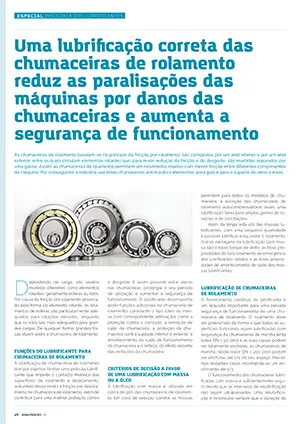 artigo lubrificacao chumaceiras rolamento