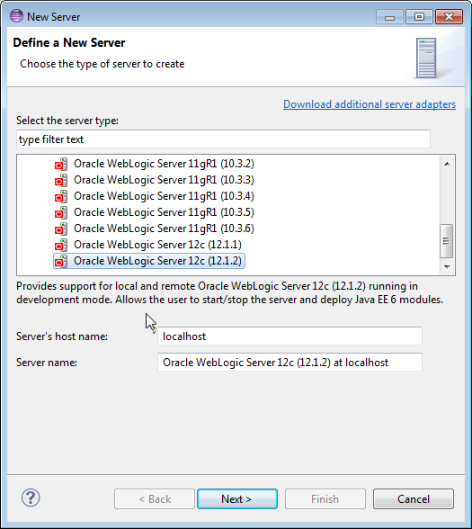 New Server Runtime Dialog