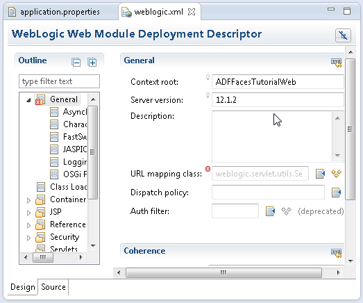 weblogic.xml File in Editor