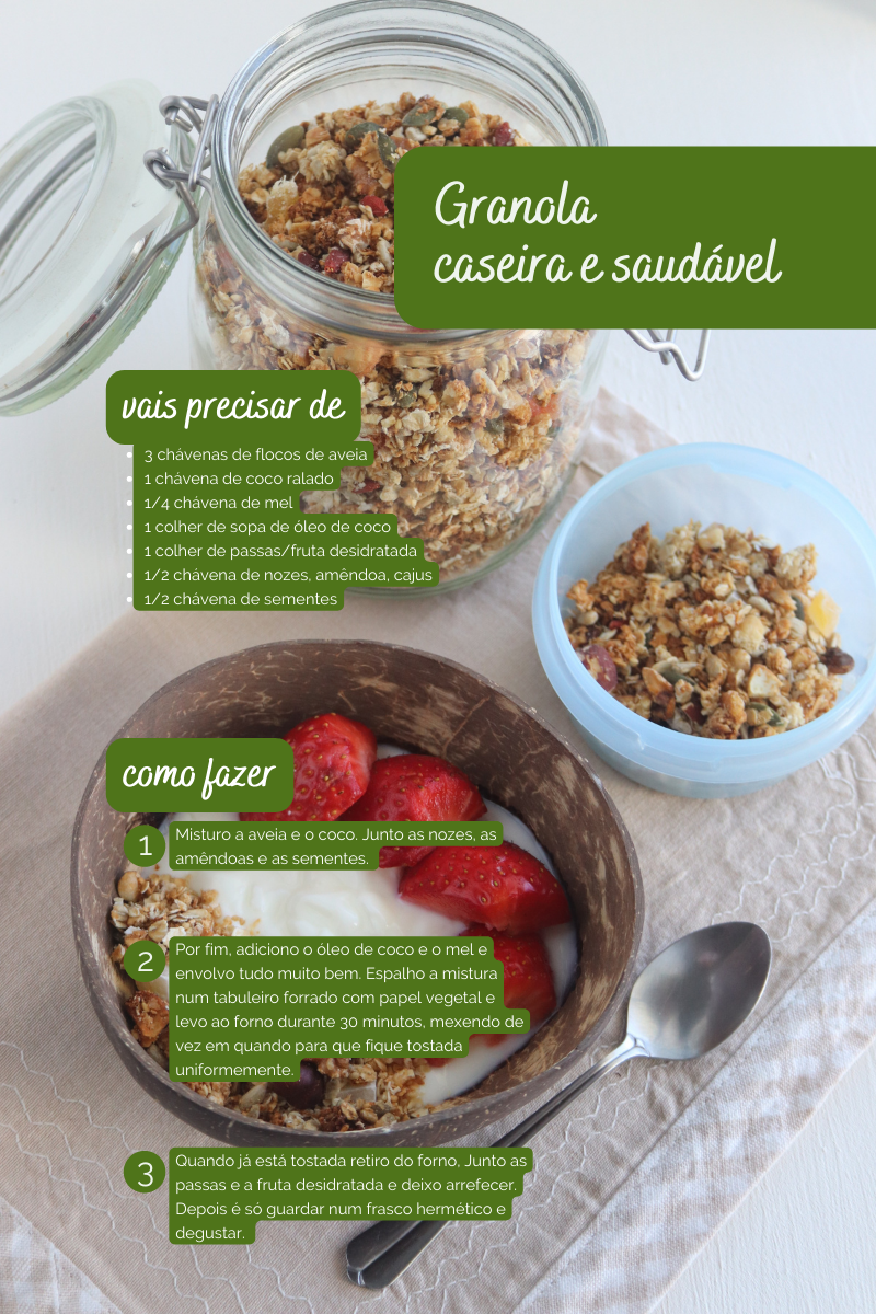 receita da granola caseira e saudável 