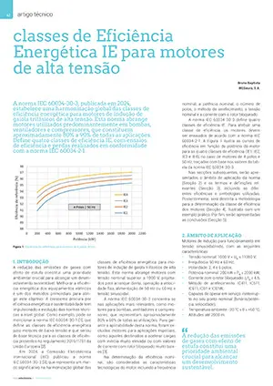 Artigo sobre classes de Eficiência Energética IE para motores de alta tensão