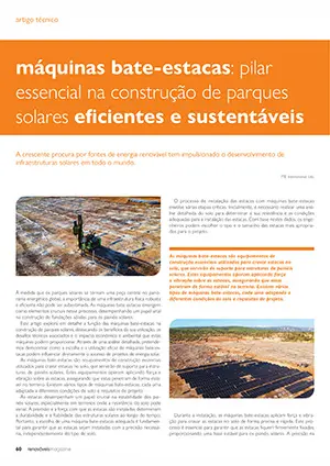 Artigo sobre máquinas bate-estacas: pilar essencial na construção de parques solares eficientes e sustentáveis
