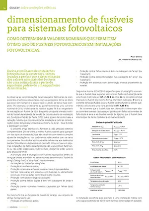 Artigo sobre dimensionamento de fusíveis para sistemas fotovoltaicos
