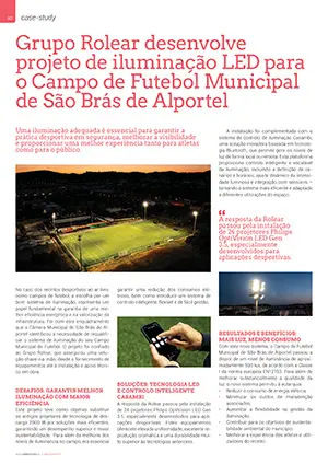 Artigo sobre Grupo Rolear desenvolve projeto de iluminação LED para Campo de Futebol