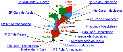 mapa das fraternidades em Moambique