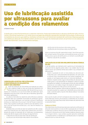 Artigo sobre Uso de lubrificação assistida por ultrassons para avaliar a condição dos rolamentos Artigo sobre Uso de lubrificação assistida por ultrassons para avaliar a condição dos rolamentos