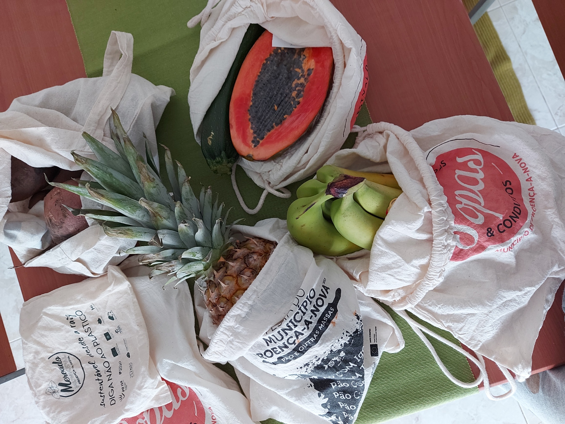 sacos de pano para fruta e legumes