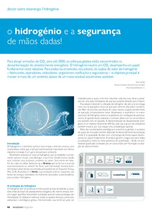 Artigo sobre Hidrogénio e a segurança de mão dadas!