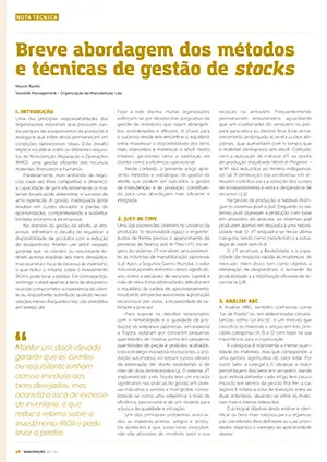 Artigo sobre métodos e técnicas de gestão de stocks