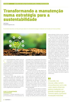 Artigo sobre Transformando a manutenção numa estratégia para a sustentabilidade